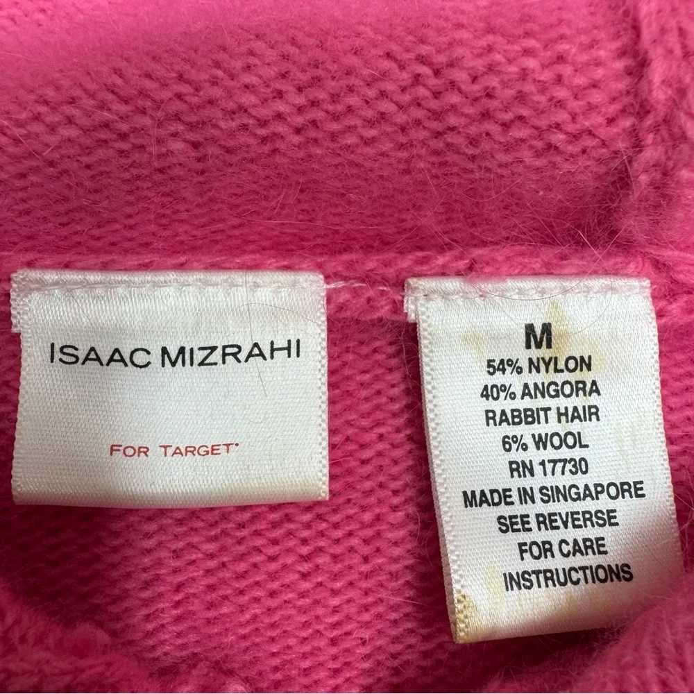 Isaac Mizrahi For Target Angora Wool Hoodie Women’s M Pink Full Zip Up Cardigan - Picture 8 of 10
